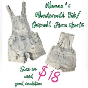 Woman’s light blue overalls/bibs Jean shorts / Wonderwall
